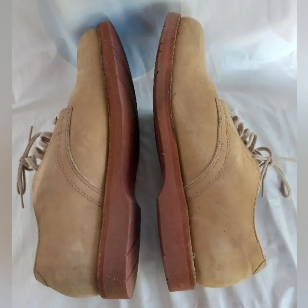 LL Bean Oxford Shoes Beige Leather Suede Vibram 12
